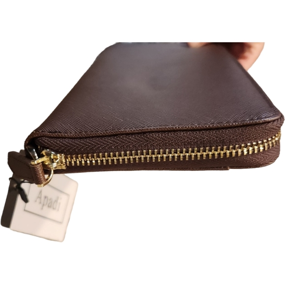 Apadi Brown Clutch Zipper Wallet Organizer - Picture 8 of 13